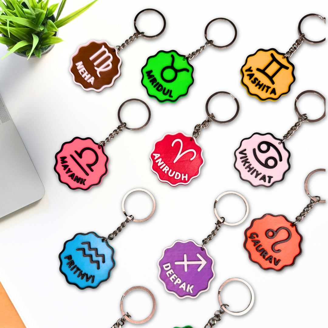 3D MATRIX Personalized Zodiac Sign Keychains | Get Your Zodiac Sign and Name on Keychain