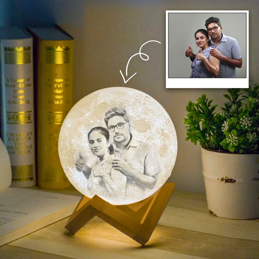 3D MATRIX Multicolour Customised Moon Lamp with Stand | Rechargeable Night Lamp for Bedroom & Ideal Gift for Special Occasions