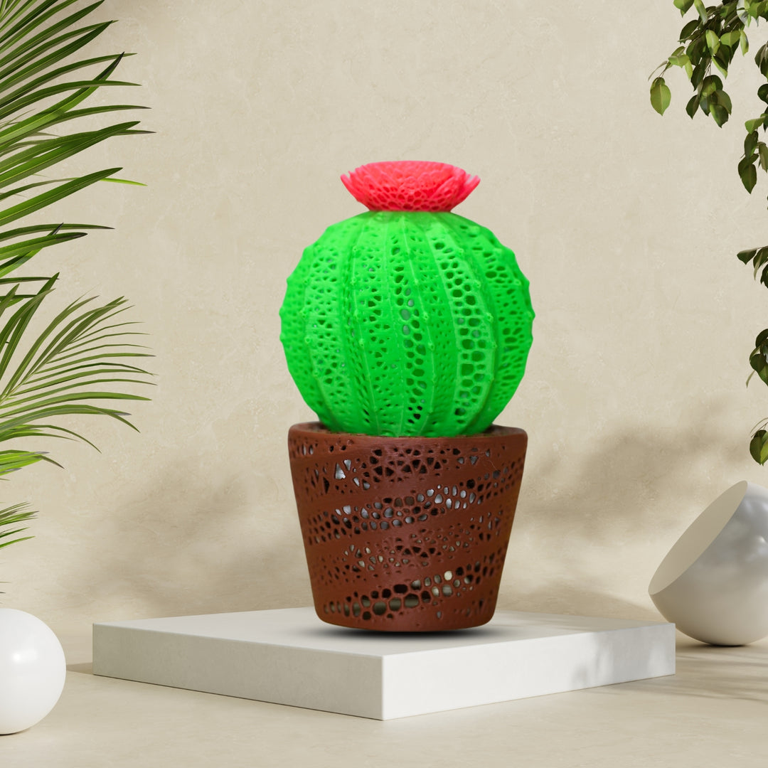 3D MATRIX Cactus Lamp with Stand | Non Rechargeable Night Lamp for Bedroom & Ideal Gift for Plant Lovers