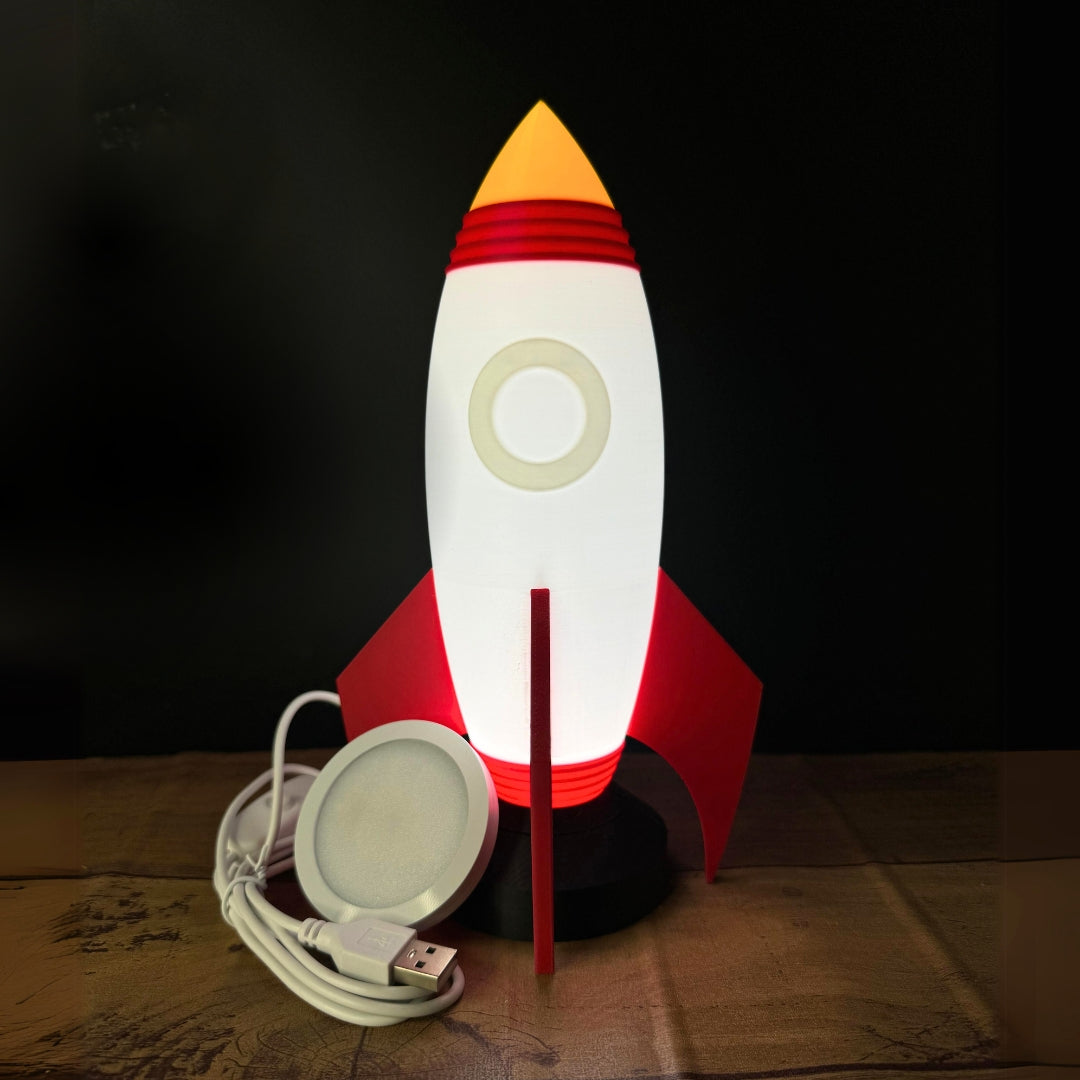 Rocket LED Night Lamp With USB Cord | Perfect For Kids Bedroom, Study Table, Birthday Gift, Etc.