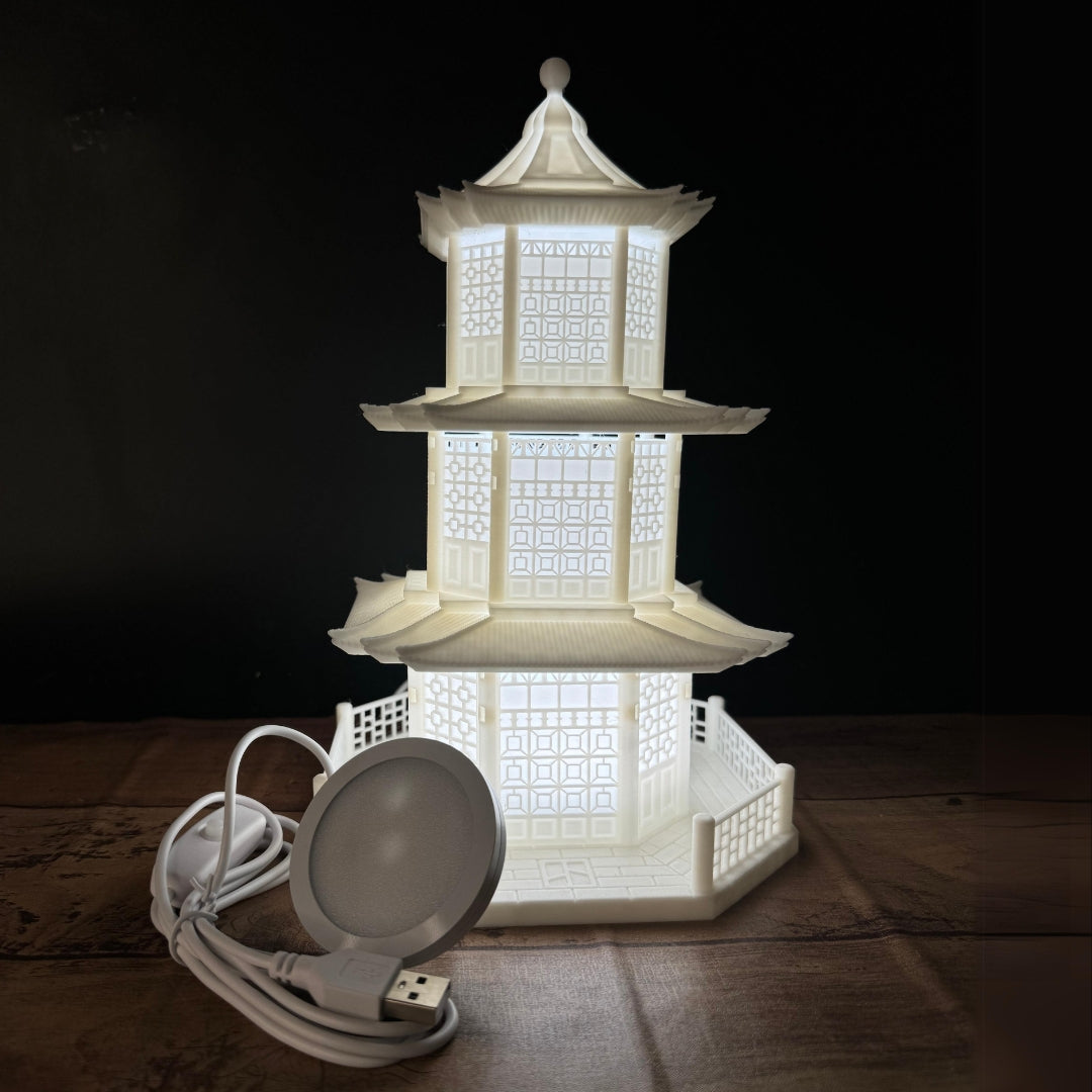 Chinese Temple LED Night Lamp With USB Cord | Perfect For Bedroom, Living Room, Office, Etc.